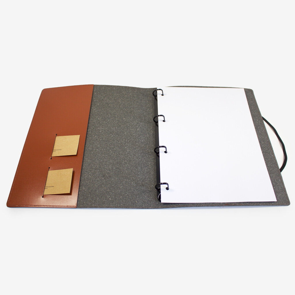 Corban & Blair A4 Aus Made Recycled Leather Ring Binder Tan • ASB