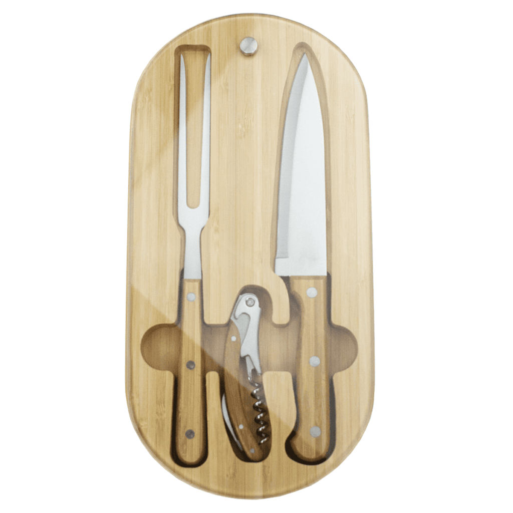 Trekk Oval Bamboo Glass Knife Set • ASB Branded Merchandise